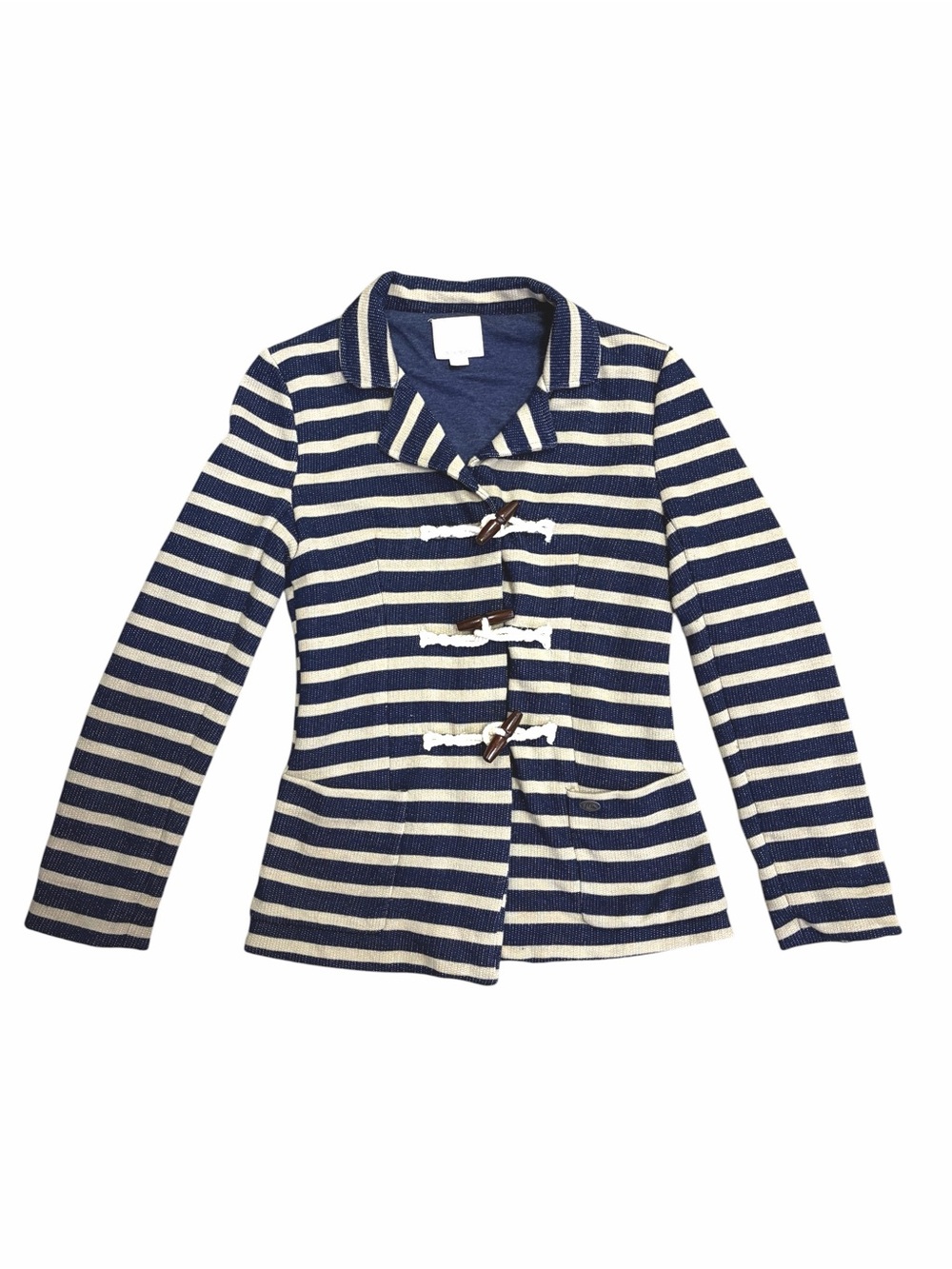 Quicksilver Nautical Stripe Toggle Blazer Jacket Navy & Cream -‎ Size Medium